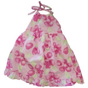 Vintage Baby Girl's Cherokee Halter Floral Pink Long Sundress Dress 12 Months